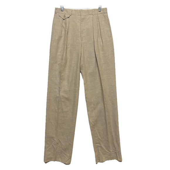 Vintage Polo Ralph Lauren Linen Pleated Trousers 32W Pants Unhemmed Suspenders